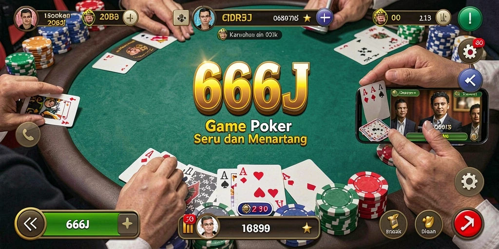 Tampilan gameplay Poker 666J yang menegangkan dan interaktif.