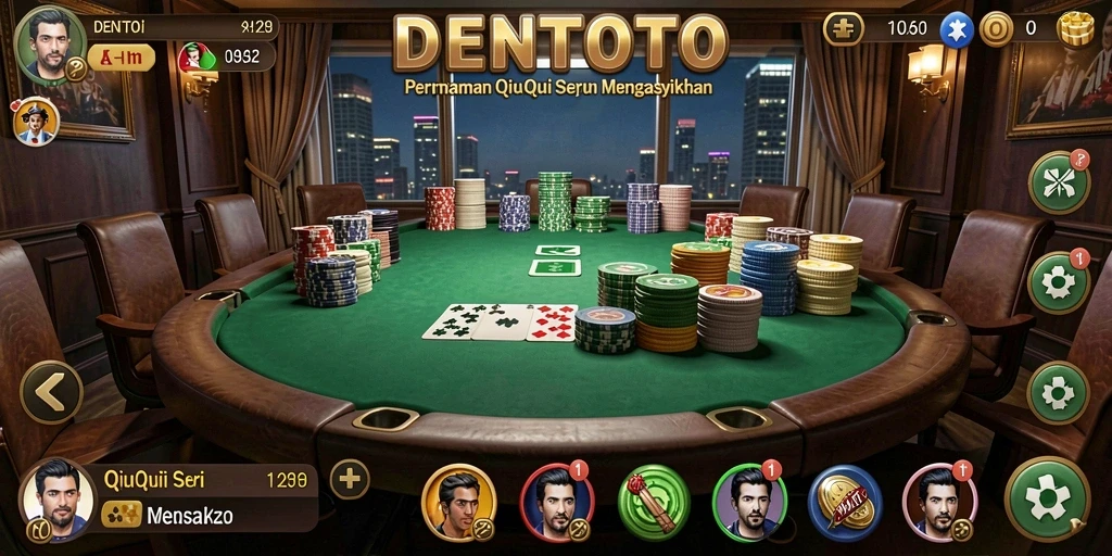 Tampilan gameplay seru DENTOTO dalam permainan QiuQiu.