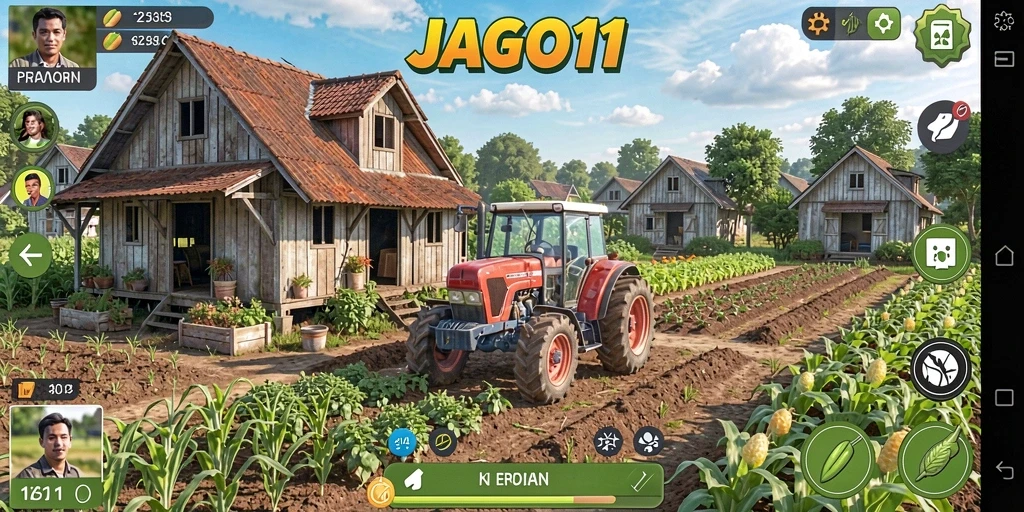 Screenshot JAGO11 menampilkan gameplay seru bertani dan berkebun.