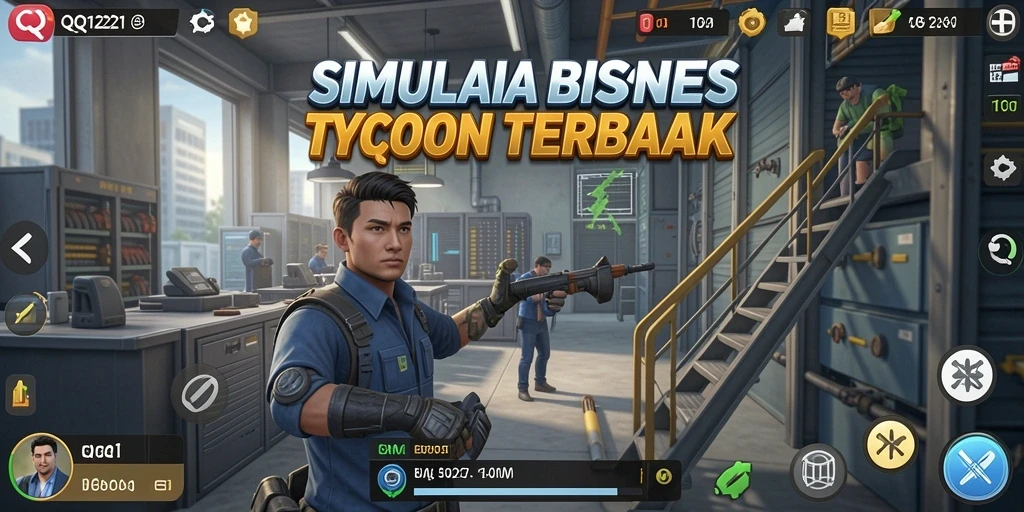 Tampilan permainan QQ1221 yang menampilkan pengelolaan bisnis Tycoon.