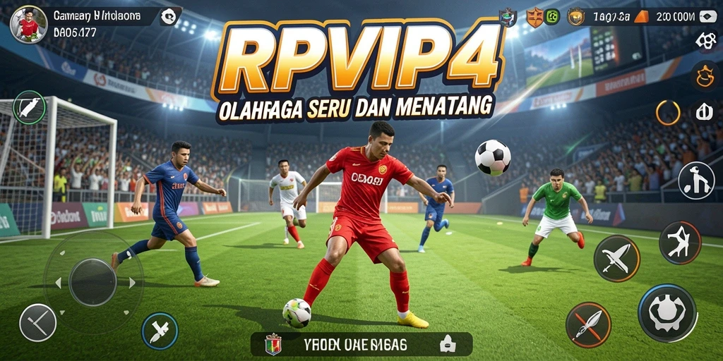 Tangkapan layar RPVIP4 menunjukkan aksi seru dalam permainan olahraga.