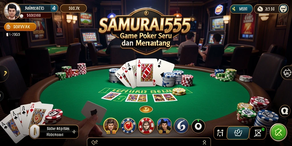 Screenshot SAMURAI555 menampilkan aksi seru permainan Poker.